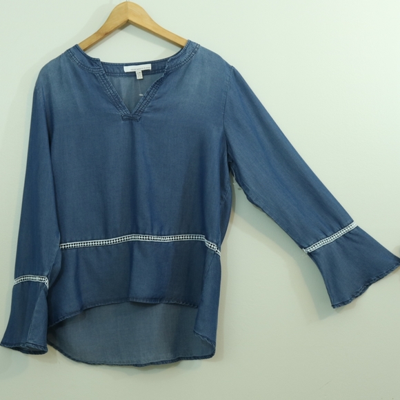 Fourteenth Place Chambray Cutout High Low Boho Too - Picture 2 of 8